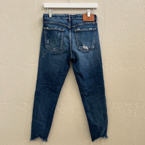 Moussy Vintage Glendale Glendele Distressed Crop Skinny Jeans Blue - Picture 7 of 11